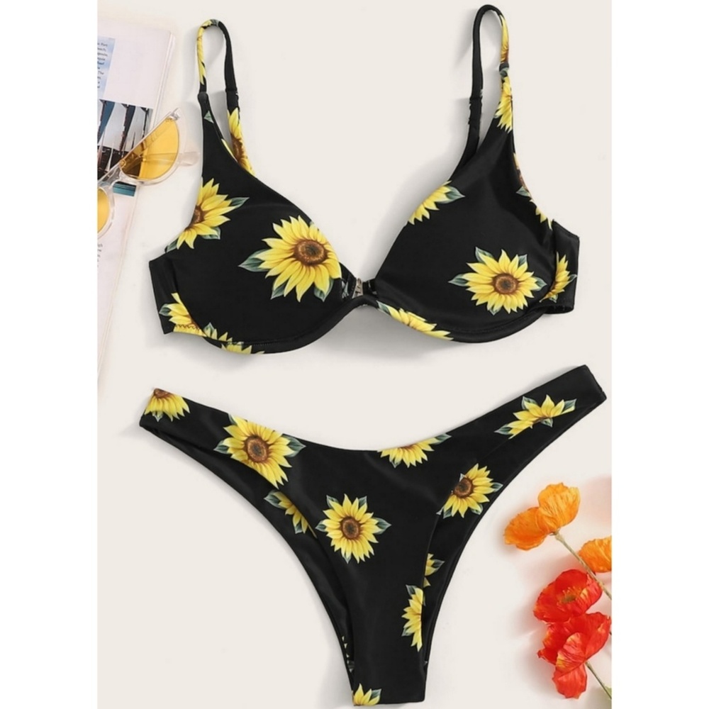 Sunflower print bathing suit